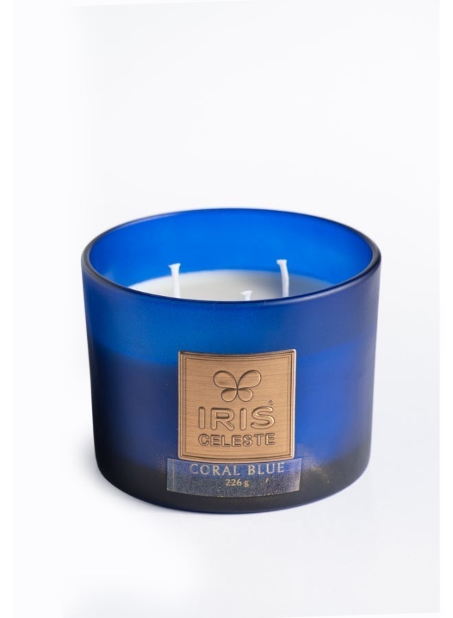 IRIS CELESTE Coral Blue Jar Candle with lid - 226grams, 3 Wick Scented Candle 8oz | Cal RefreshingFragrance | Perfect for festivities, Gifting, Ceremonies, Meditation & Room Perfuming - Image 4